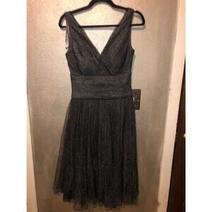 Coldwater Creek Cocktail Prom Homecoming New Years Eve Black Metallic Dress